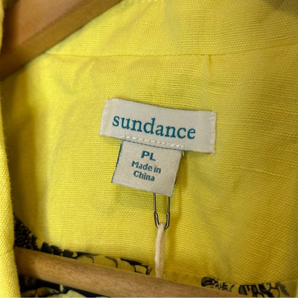 BNWT Sundance Yellow Linen Cotton Blend Clarice Tuxedo Blazer Sz PL Spring Chic - Picture 9 of 11